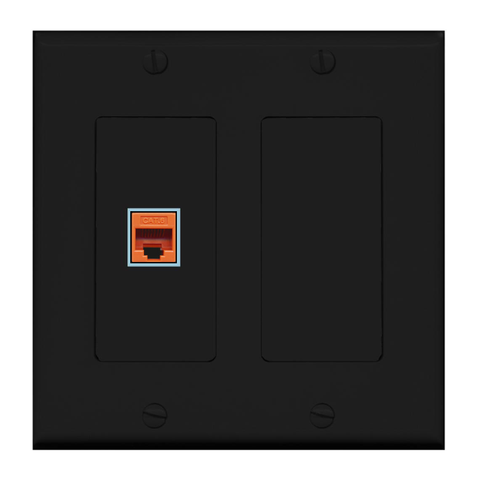 1 Port Custom Keystone Wall Plate 2 Gang DecorZ Black