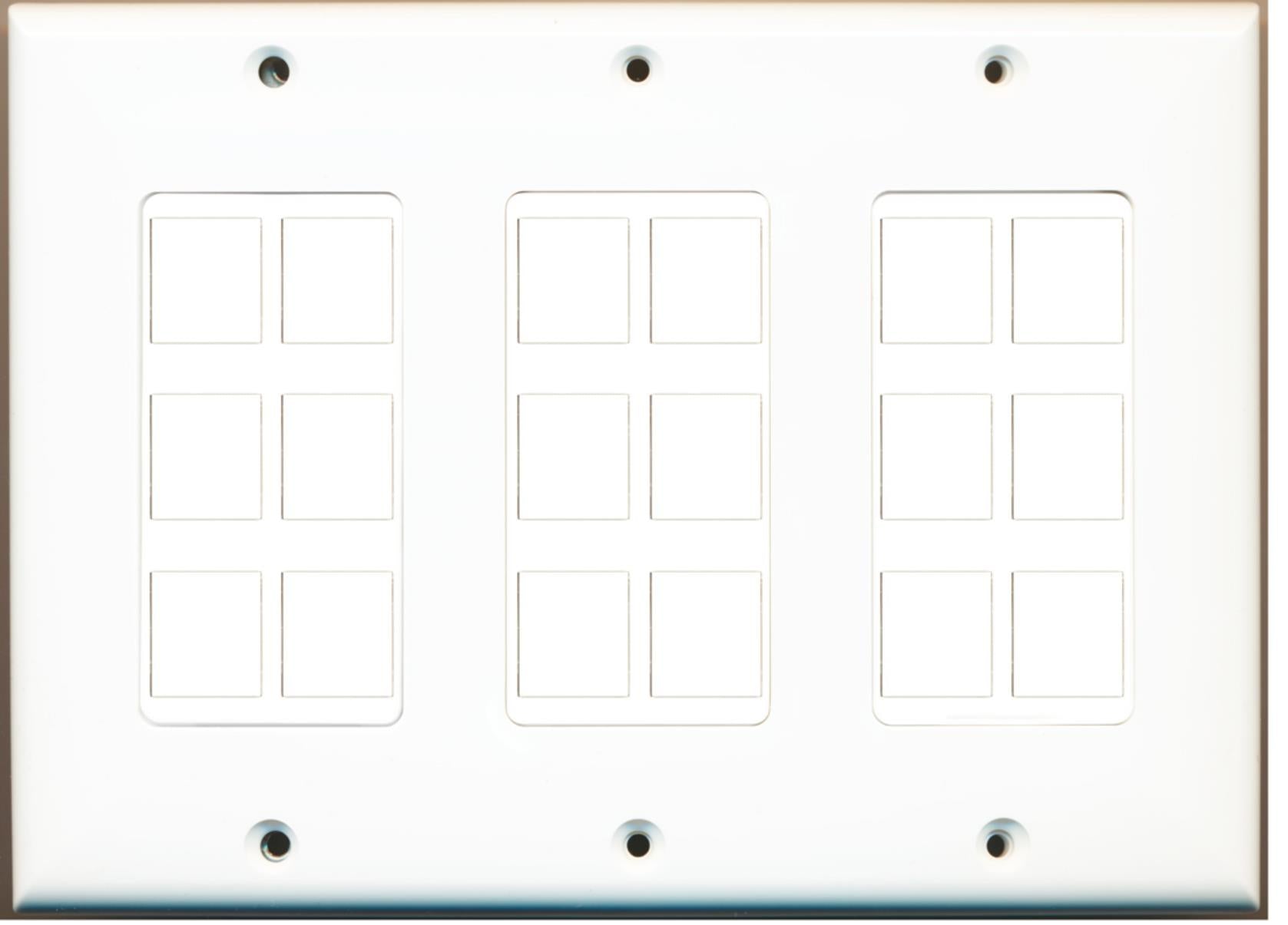 Custom Wall Plate White with up to 18 Keystone Ports - Choose your own Ports