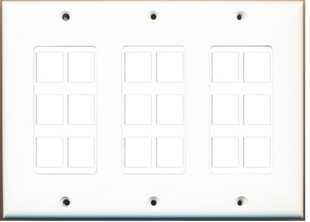 Custom Wall Plate White with up to 18 Keystone Ports - Choose your own Ports