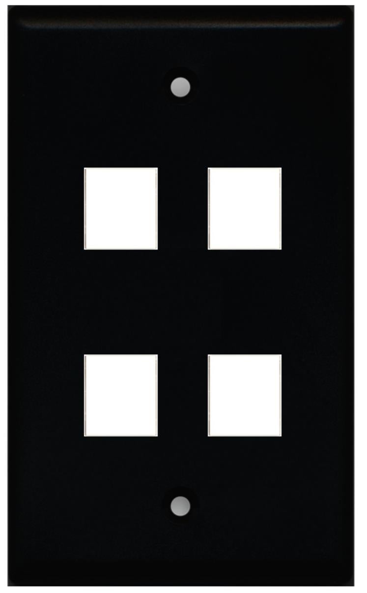 Black Custom Wall Plate with up to 4 Keystone Ports - Choose your own Ports
