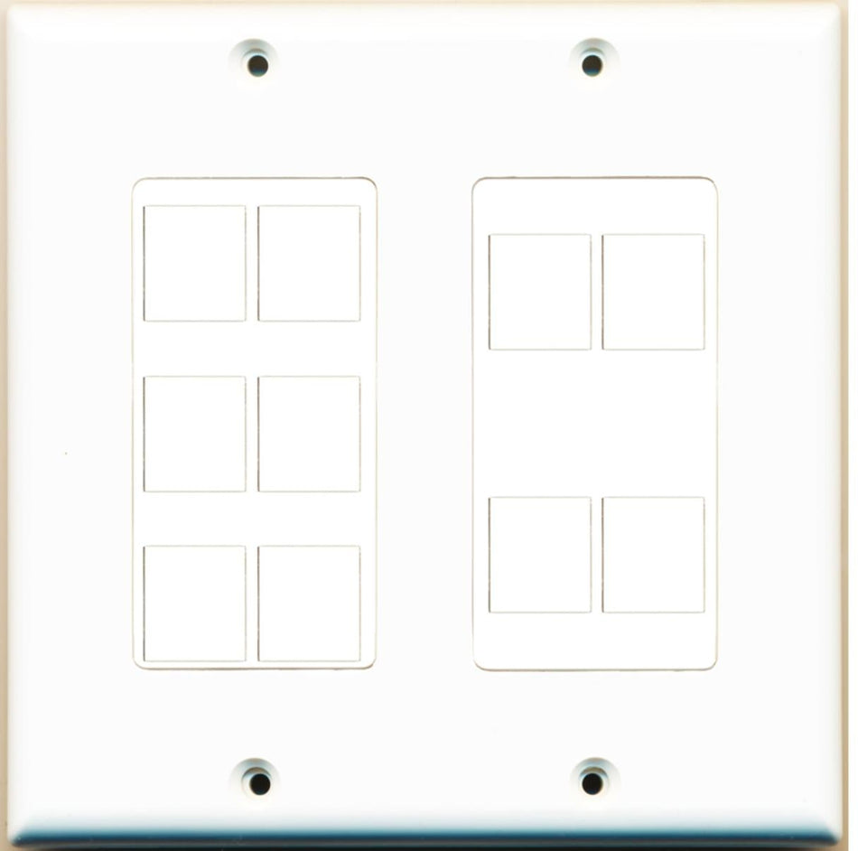 DecorZ Custom Wall Plate White 2 Gang with up to 10 Keystone Ports