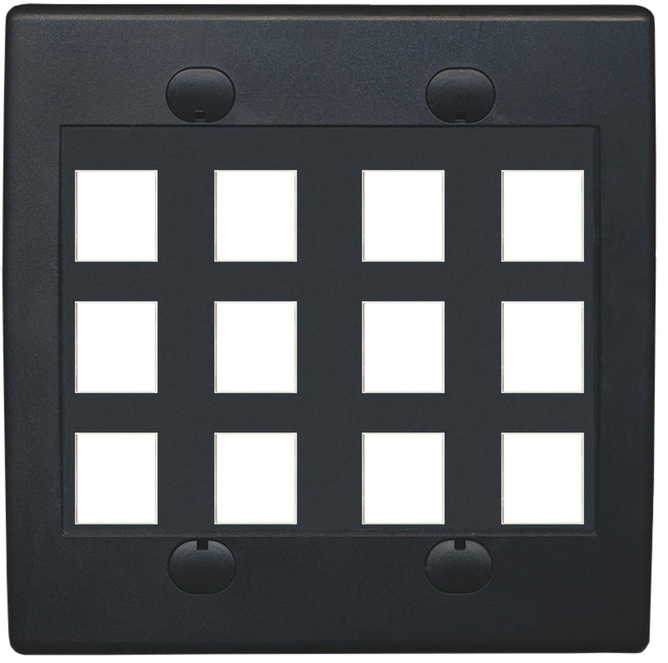 Black Custom Wall Plate with up to 12 Keystone Ports - Choose your own Ports
