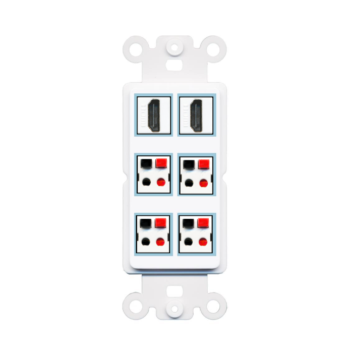 6 Port Custom Keystone Wall Plate DecorZ Rocker White