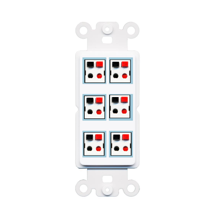 6 Port Custom Keystone Wall Plate DecorZ Rocker White