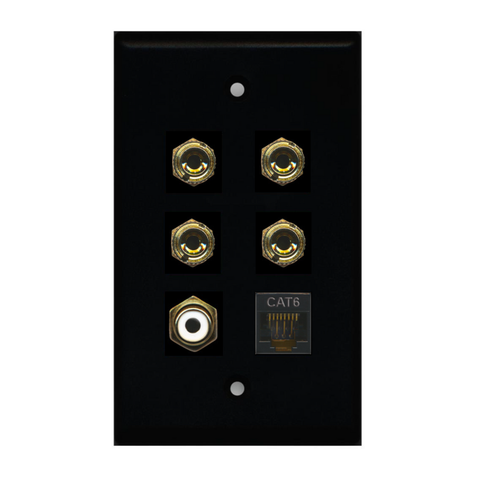 6 Port Custom Keystone Wall Plate Solid Black