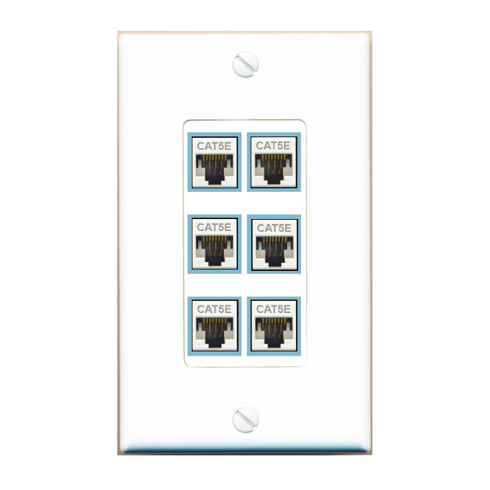 DecorZ Custom Wall Plate White with up to 6 Keystone Ports