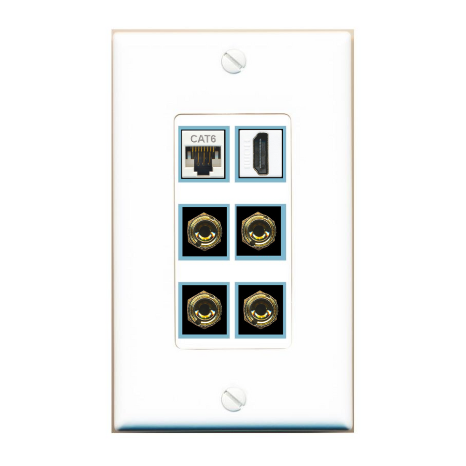 DecorZ Custom Wall Plate White with up to 6 Keystone Ports