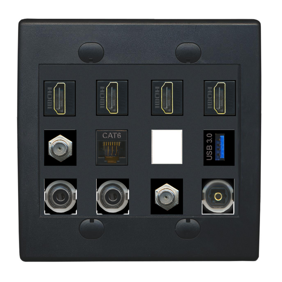 Black Custom Wall Plate with up to 12 Keystone Ports