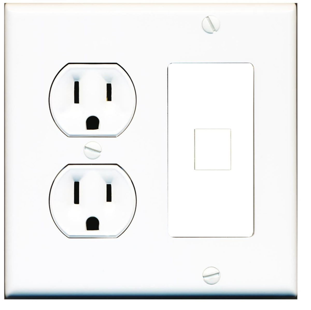 Custom Round Outlet Wall Plate White with 1 Keystone Port - Choose your own Port