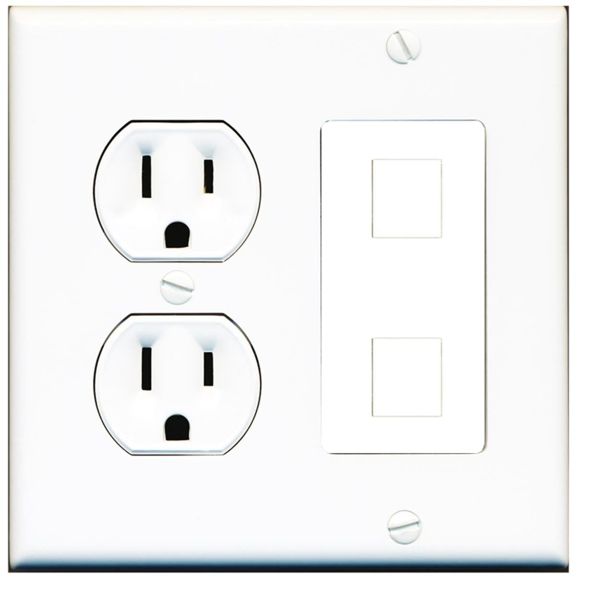 Custom Round Outlet Wall Plate White with up to 2 Keystone Ports - Choose your own Ports