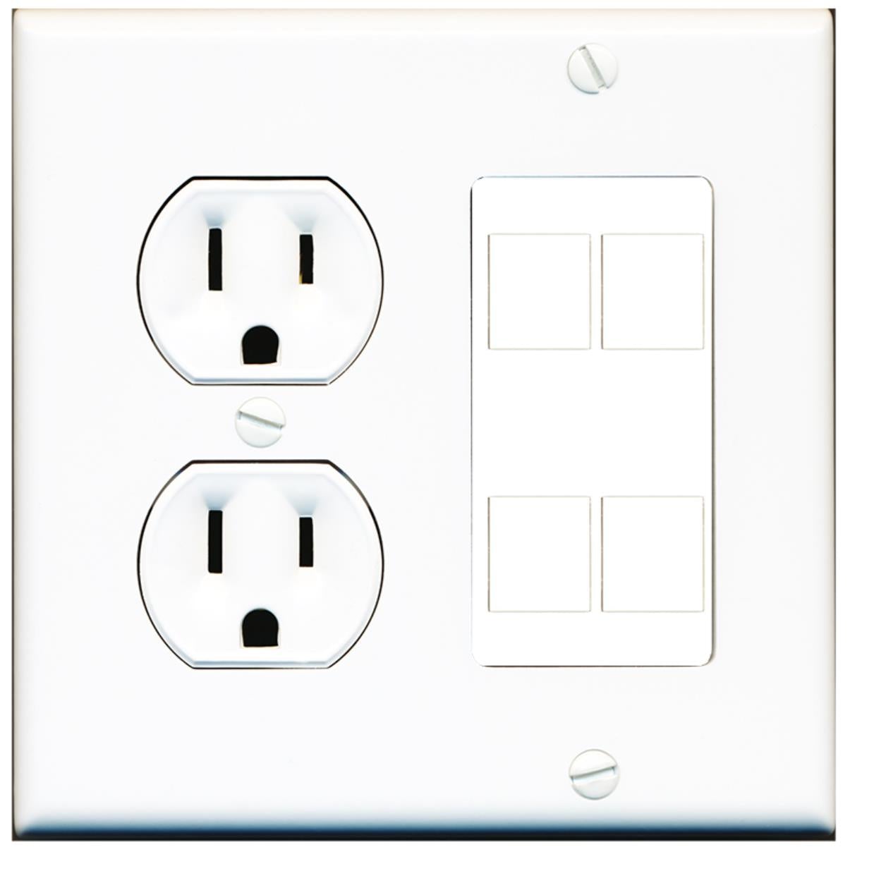 Custom Round Outlet Wall Plate White with up to 4 Keystone Ports - Choose your own Ports