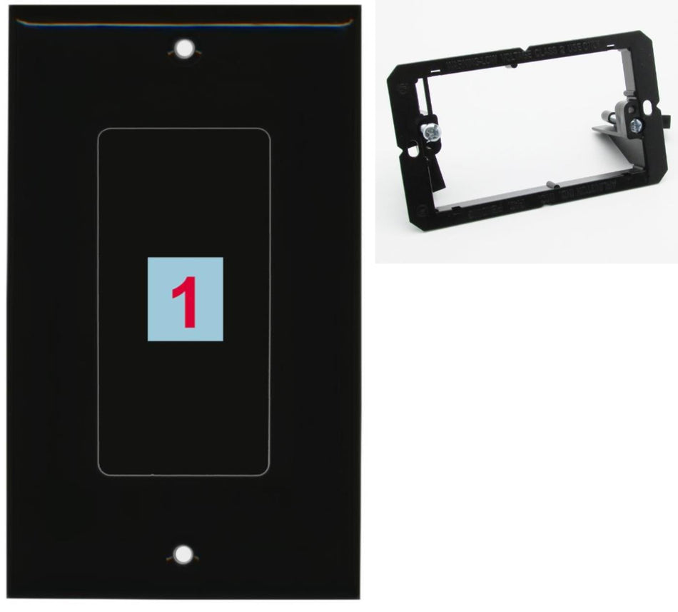 1 Port Custom Keystone Wall Plate DecorZ Black w/Mounting Bracket