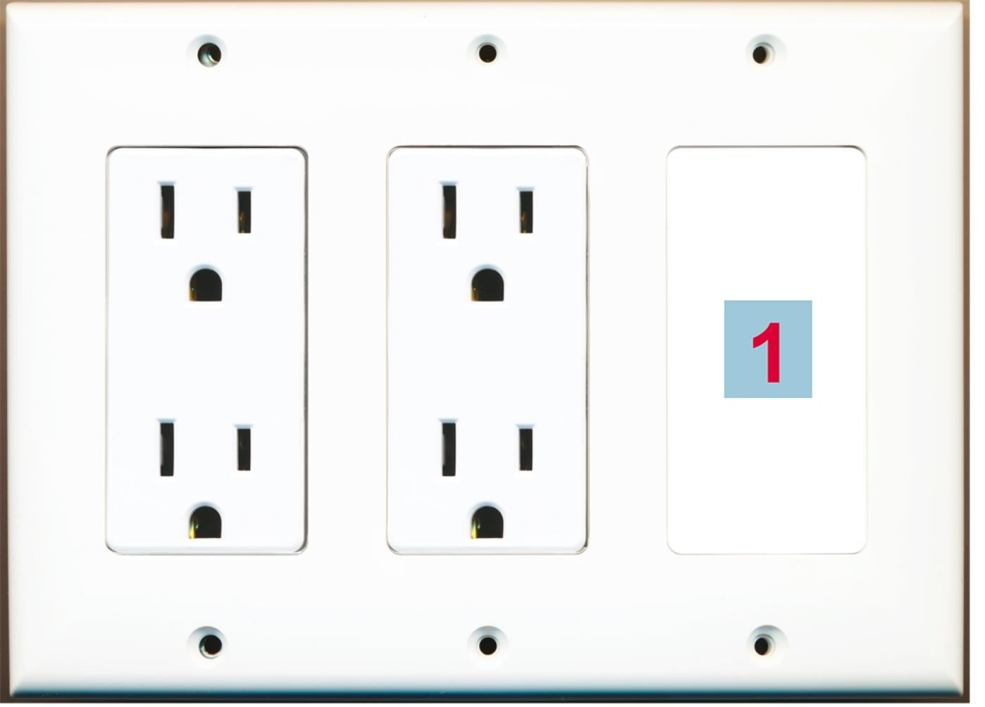 1 Port Custom Keystone Wall Plate w/Dual DecorZ Power Outlet White ...