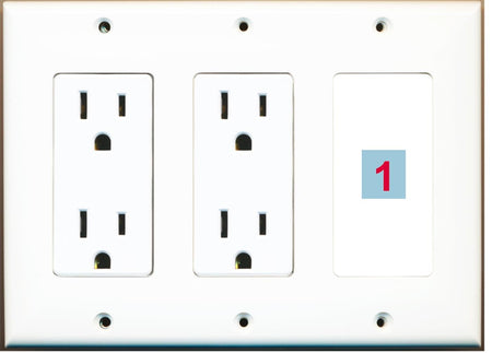 1 Port Custom Keystone Wall Plate w/Dual DecorZ Power Outlet White