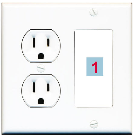 1 Port Custom Keystone Wall Plate w/Round Power Outlet