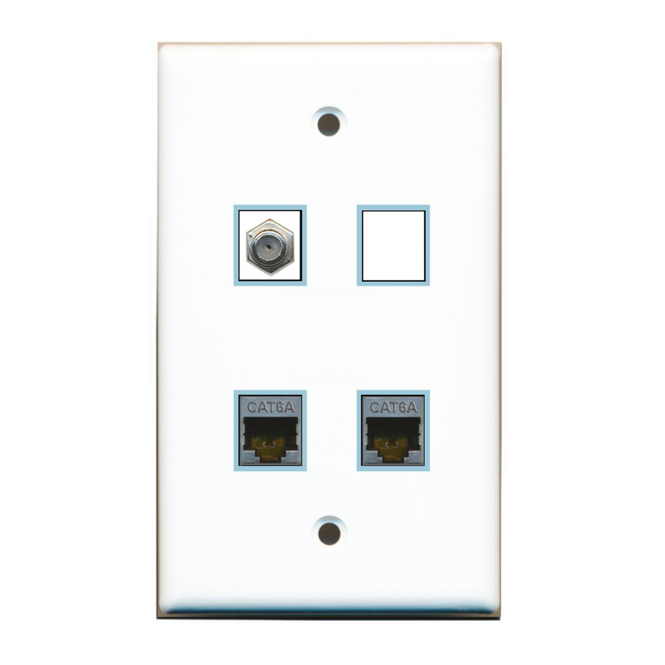 4 Port Custom Keystone Wall Plate Solid White