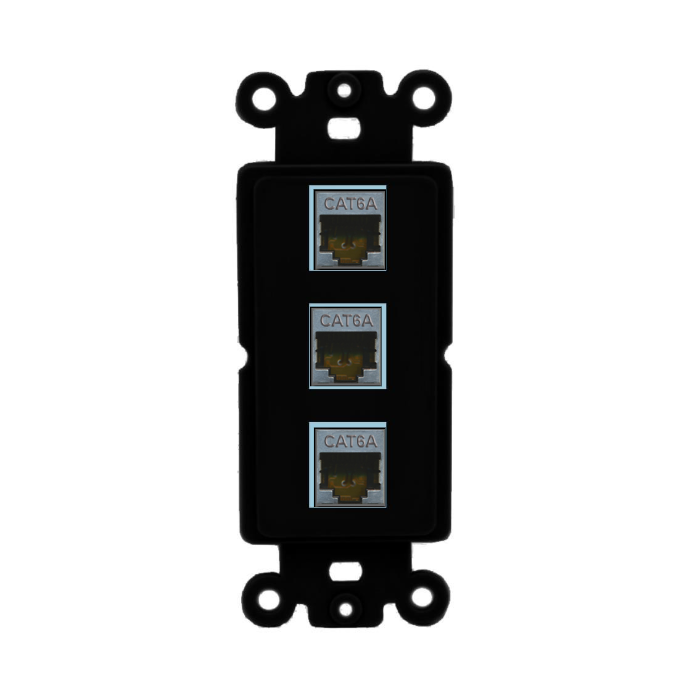 3 Port Custom Keystone Wall Plate DecorZ Rocker Black
