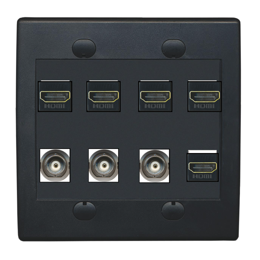 Black Custom Wall Plate with up to 8 Keystone Ports