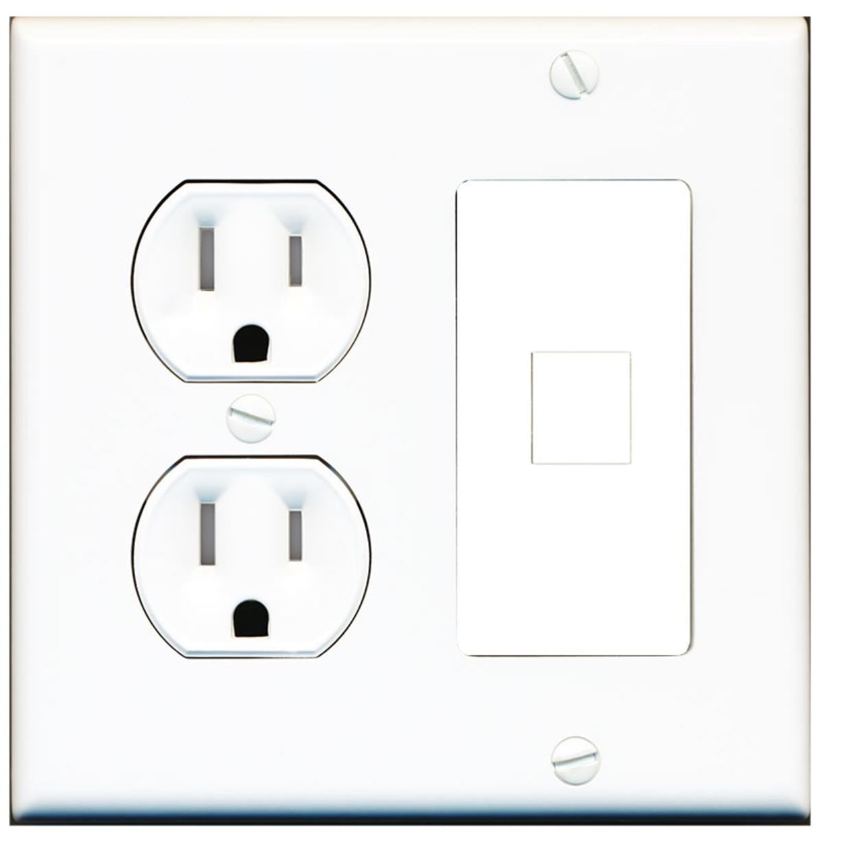 Custom Tamper Resistant Round Outlet Wall Plate White with 1 Keystone Port - Choose your own Port