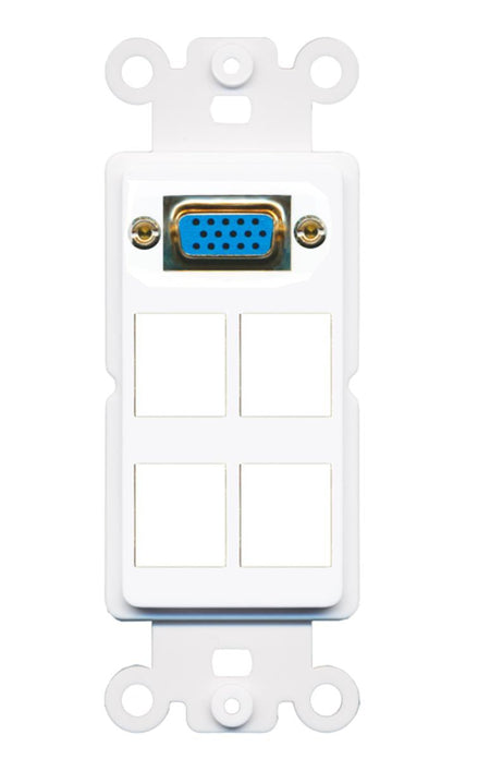 Custom Wall Plate Rocker Insert SVGA White with up to 4 keystone Ports - Choose your own Ports